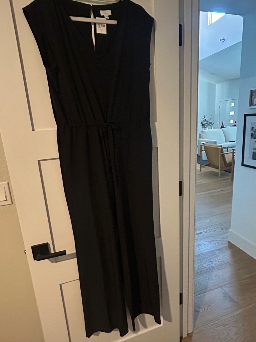 J. Jill Fit Black Sleeveless V-Neck Drawstring Jumpsuit - Picture 5 of 10